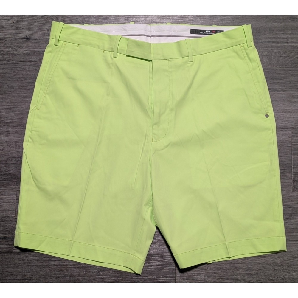 RLX Ralph Lauren Men's Lime Green Flat Front Performance Golf Shorts Size 36x9